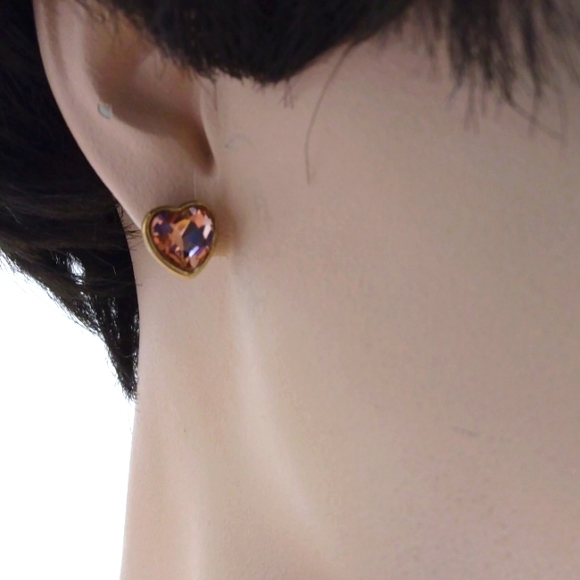 Danbury Mint Heart Cut Glass Pendant Necklace and Heart Shaped Earrings - Picture 4 of 10